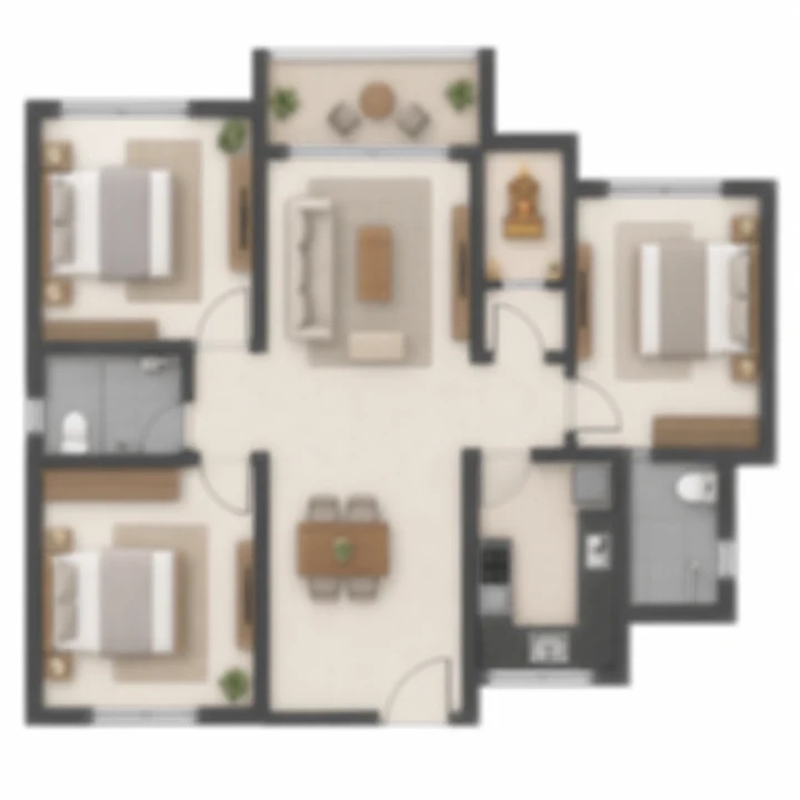 Aparna Shettigere 3.5 BHK, layout A indicative floor plan