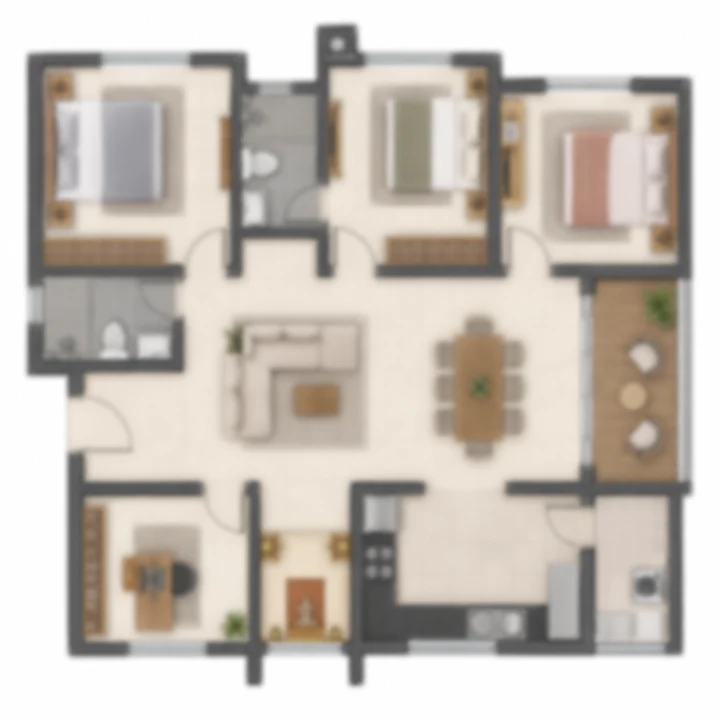 Aparna Shettigere 3.5 BHK, layout B indicative floor plan
